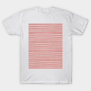 Horizontal Red Lines on Light Grey Background T-Shirt